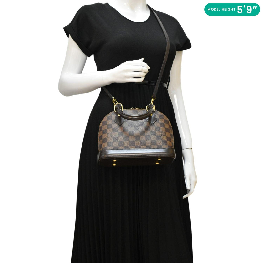 LOUIS VUITTON Alma BB Damier Ebene Satchel Crossbody Bag Brown