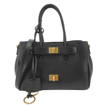 BALENCIAGA Carry All Bel Air Bag Leather Tote Shoulder Bag Black