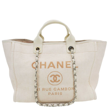 CHANEL Deauville Large Raffia Mixed Fibers Tote Bag Cream