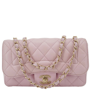 CHANEL Mademoiselle Chic Flap Quilted Lambskin Leather Crossbody Bag Pink