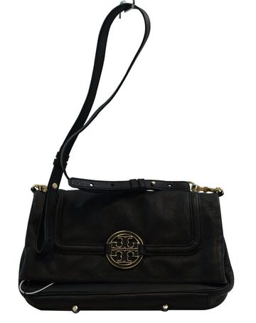 Tory Burch Amanda Black Leather Fold-over Shoulder Bag TT382