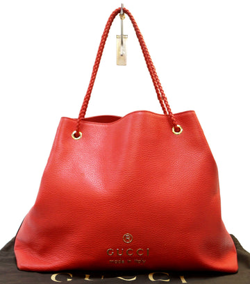 GUCCI  Large Braided Handle Gifford Tote Bag Red
