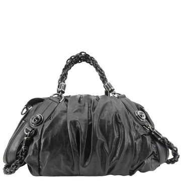 GUCCI Galaxy Medium Leather Top Handle Shoulder Bag Black 228838