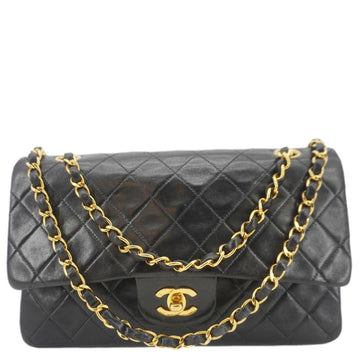 CHANEL Classic Flap  Quilted Lambskin Leather Shoulder Bag Black