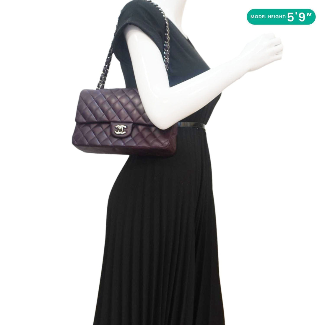 CHANEL Classic Flap Medium Quilted Leather Shoulder Bag Purple