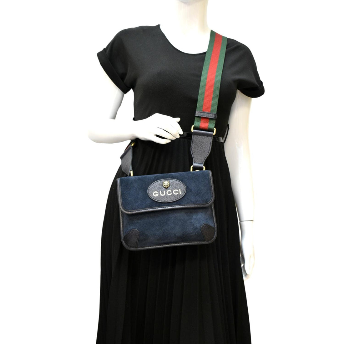 GUCCI Neo  Suede Crossbody Bag Blue 501050