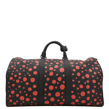 LOUIS VUITTON x YK Keepall 55 Bandouliere Monogram Leather Travel Bag Black