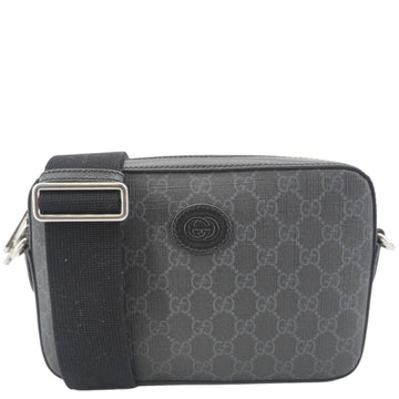 GUCCI Azalea Retro Interlocking G Supreme Canvas Shoulder Bag Black 703468
