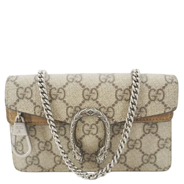 GUCCI Dionysus Super Mini GG Supreme Canvas Crossbody Bag Taupe 476432