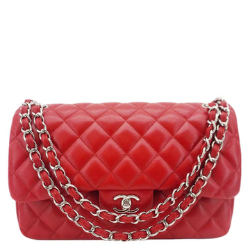 CHANEL Classic Jumbo Double Flap Quilted Leather Crossbody Bag Red