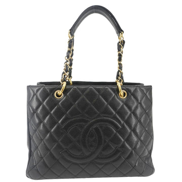 CHANEL Grand Shopping Quilted Leather Tote Bag Black