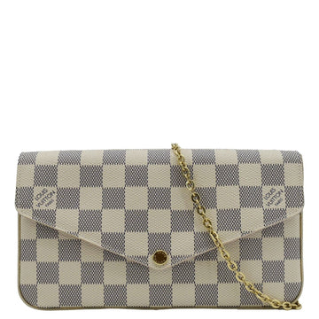 LOUIS VUITTON Felicie Pochette Damier Azur Crossbody Bag Rose Ballerine