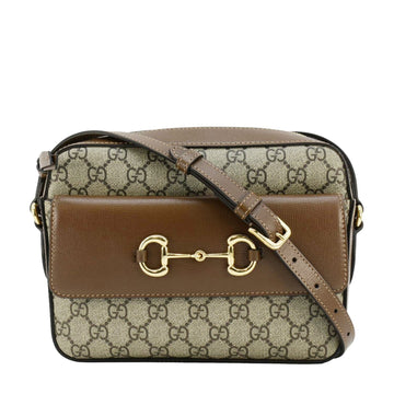 GUCCI Horsebit 1955 Small GG Supreme Canvas Shoulder Bag Beige 645454