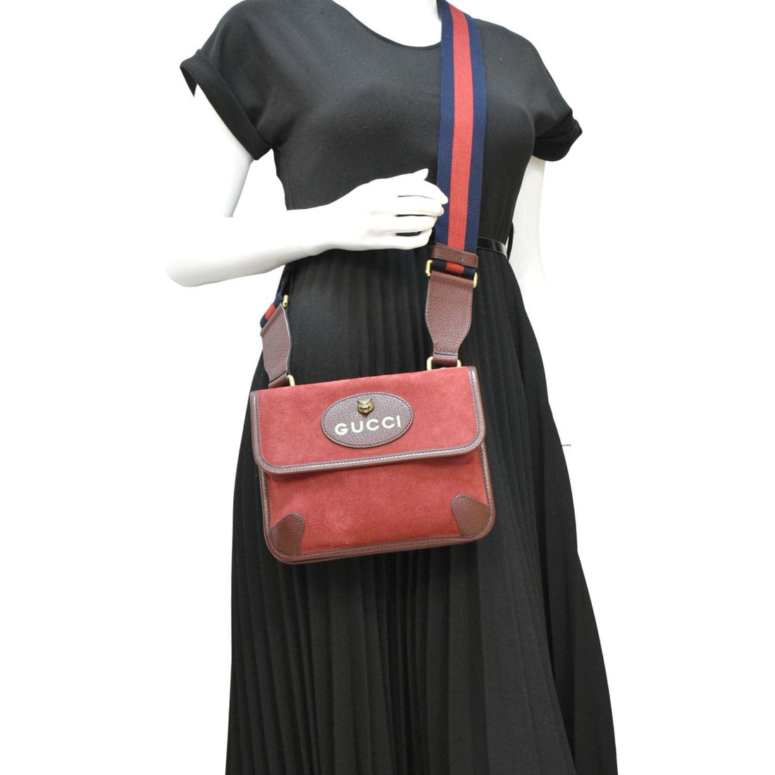 GUCCI Neo  Suede Crossbody Bag Red 501050