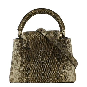 LOUIS VUITTON Capucines Mini Karung Skin Leather Shoulder Bag Full Moon