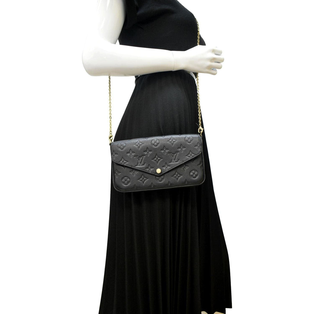 LOUIS VUITTON Felicie Monogram Empreinte Pochette Crossbody Bag Black