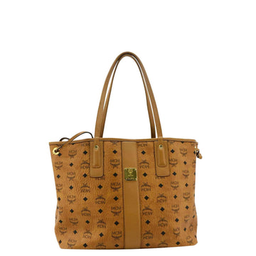 MCM Reversible Liz Medium Visetos Canvas Shopper Tote Bag Cognac