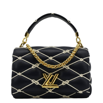 LOUIS VUITTON GO-14 MM Malletage Leather Shoulder Bag Navy Blue