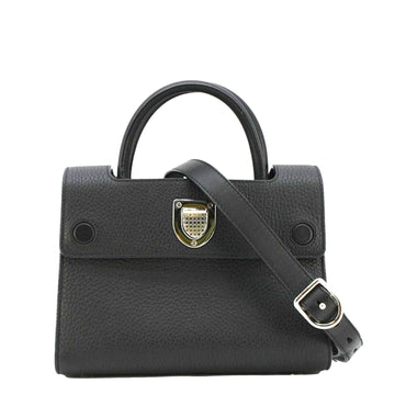CHRISTIAN DIOR Diorever Flap Leather Shoulder Bag Black