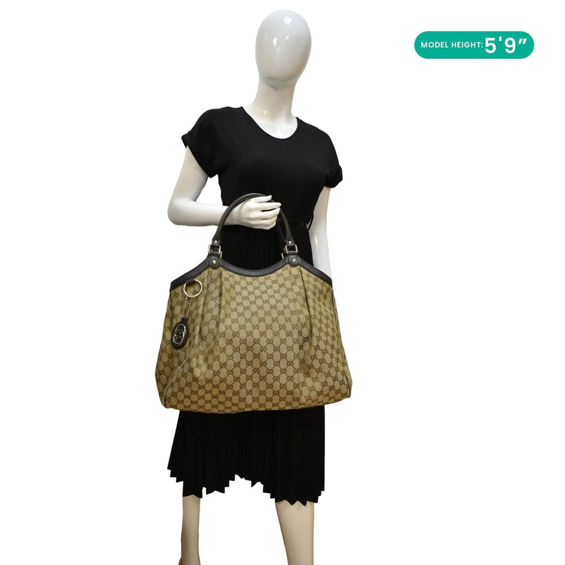 GUCCI Sukey Large GG Monogram Canvas Tote Bag Beige 364840