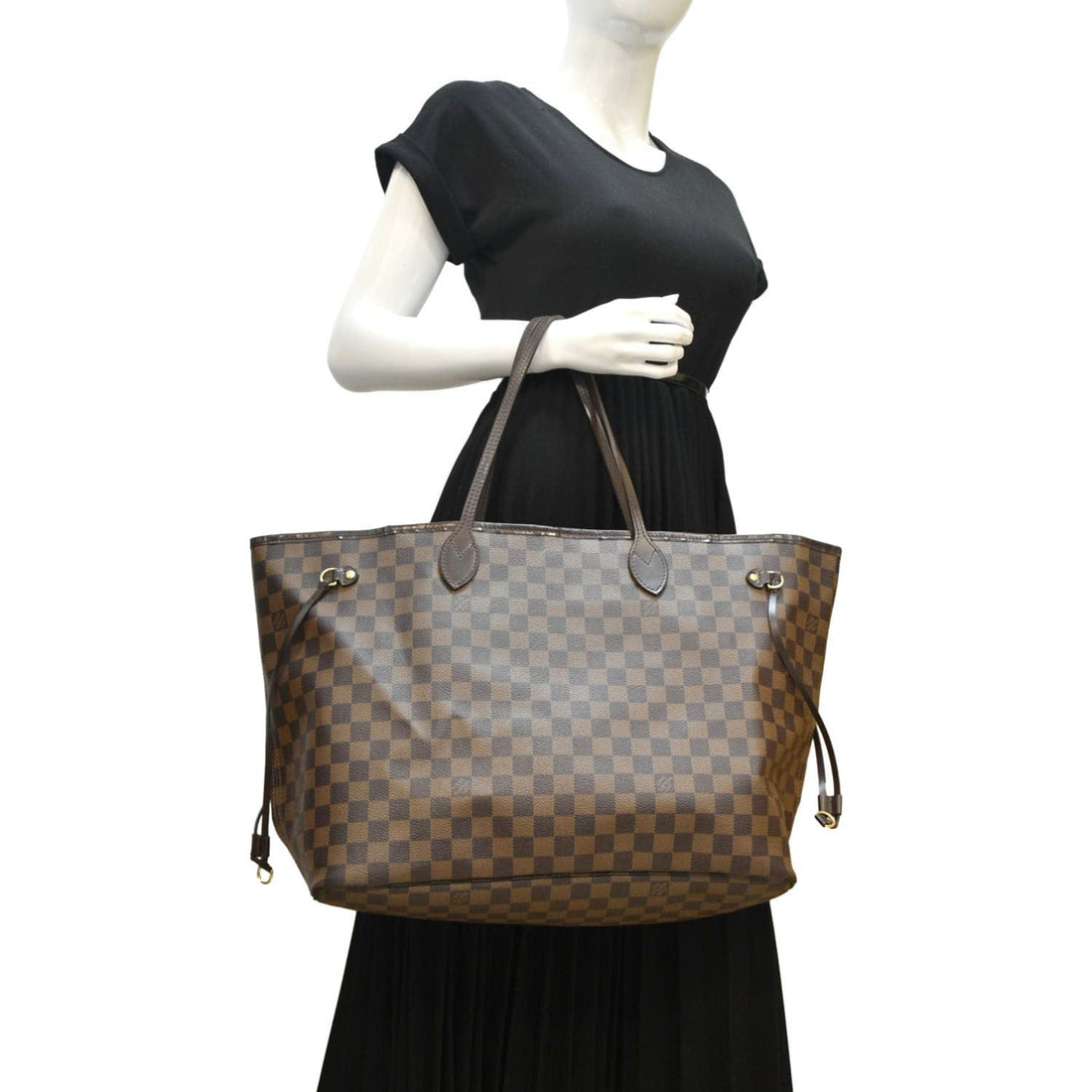 LOUIS VUITTON Neverfull GM Damier Ebene Tote Shoulder Bag Brown