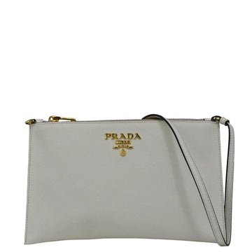 PRADA Vitello Phenix Mini Saffiano Leather Shoulder Bag White