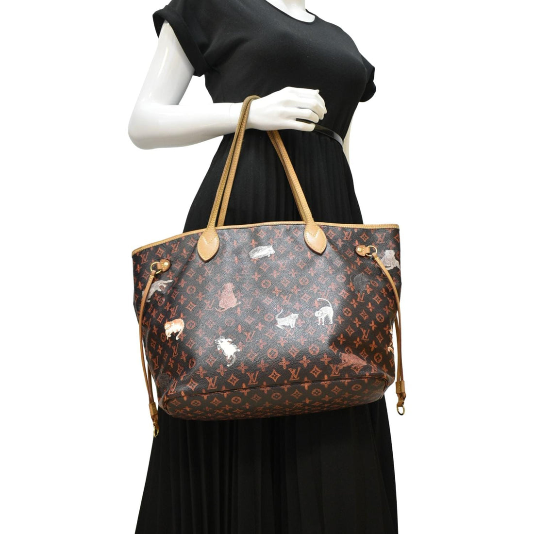 LOUIS VUITTON Neverfull Catogram MM Canvas Tote Bag Orange