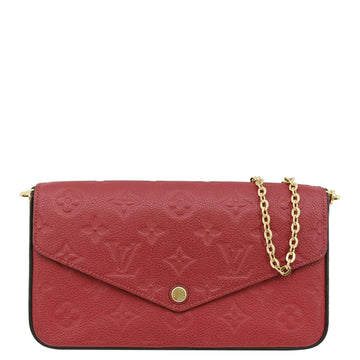 LOUIS VUITTON Felicie Monogram Empreinte Leather Pochette Crossbody Bag Red