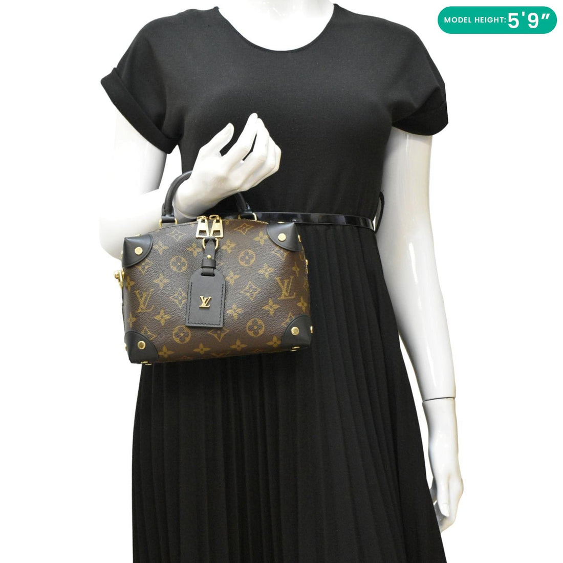 LOUIS VUITTON Petite Malle Souple Monogram Canvas Shoulder Bag Black