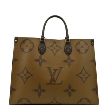 LOUIS VUITTON Onthego GM Giant Monogram Canvas Tote Bag Brown