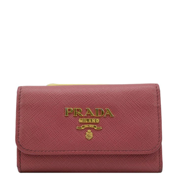 PRADA Small Saffiano Leather Key Holder Pink