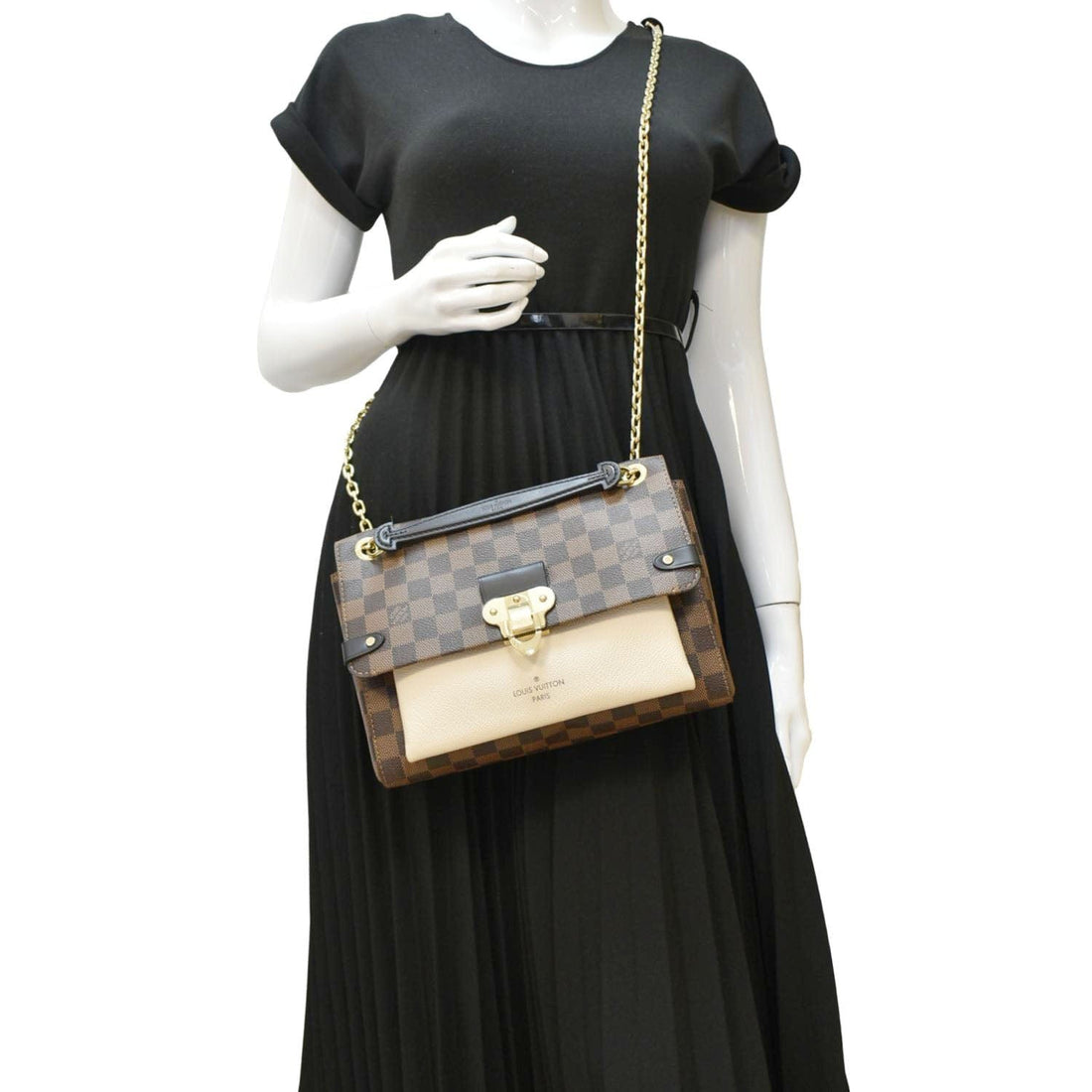 LOUIS VUITTON Vavin PM Damier Ebene Crossbody Bag Cream