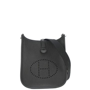 HERMES Evelyne TPM Clemence Leather Crossbody Bag Black