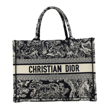 CHRISTIAN DIOR  Book Medium Toile De Jouy Reverse Embroidery Tote Blue