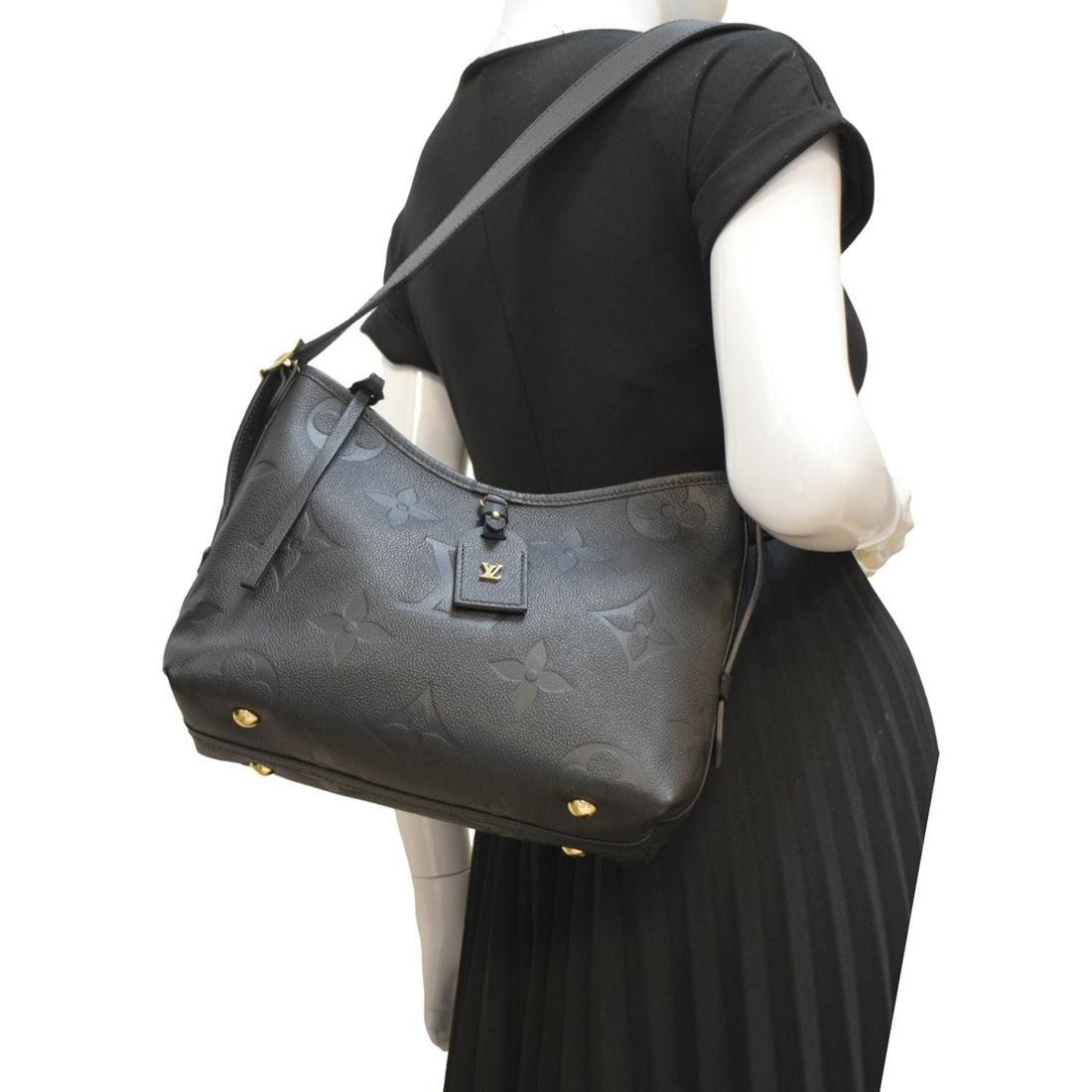 LOUIS VUITTON Carryall PM  Monogram Empreinte Leather Shoulder Bag Black