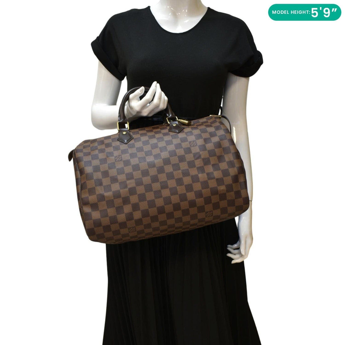 LOUIS VUITTON  Speedy 35 Damier Ebene Satchel Bag Brown