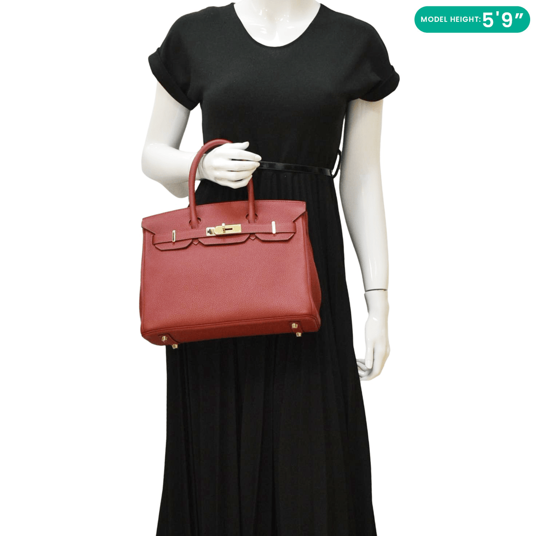 HERMES Birkin 30 Togo Leather Tote Bag Red 2020