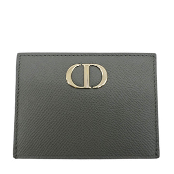 CHRISTIAN DIOR 30 Montaigne Grained Calfskin Leather Card Holder Dark Grey