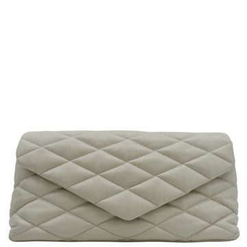 YVES SAINT LAURENT Sade Puffer Quilted  Leather Envelope Clutch Off White