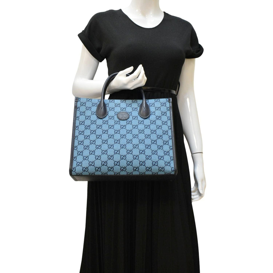GUCCI Interlocking GG Supreme Canvas Tote Bag Blue 659983