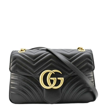 GUCCI GG Marmont Medium Matelasse Shoulder Bag Black 443496