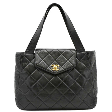 CHANEL Classic Flap  Quilted Leather Tote Bag Black