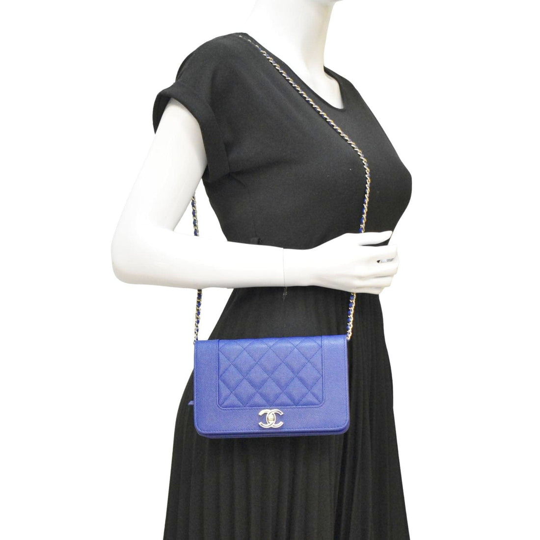 CHANEL Mademoiselle  Flap Quilted Leather Shoulder Bag Blue
