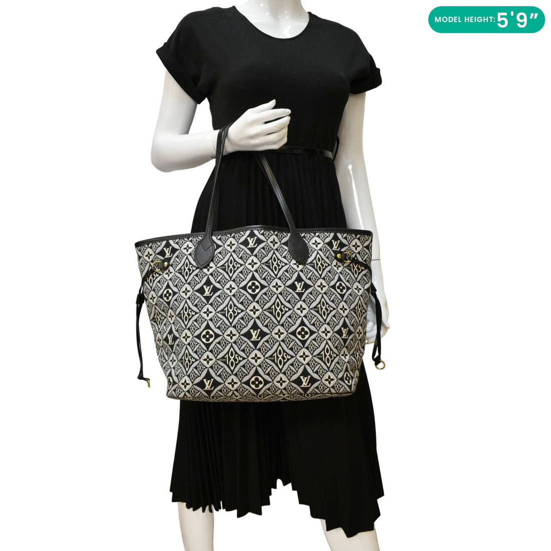 LOUIS VUITTON Since 1854 Neverfull MM Jacquard Shoulder Bag Black