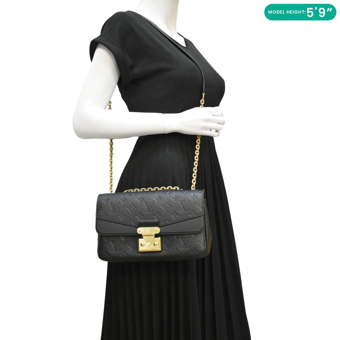 LOUIS VUITTON Marceau  Monogram Empreinte Leather Shoulder Bag Black