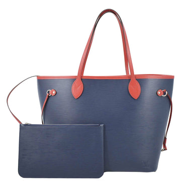 LOUIS VUITTON Neverfull MM Epi Leather Tote Shoulder Bag Blue
