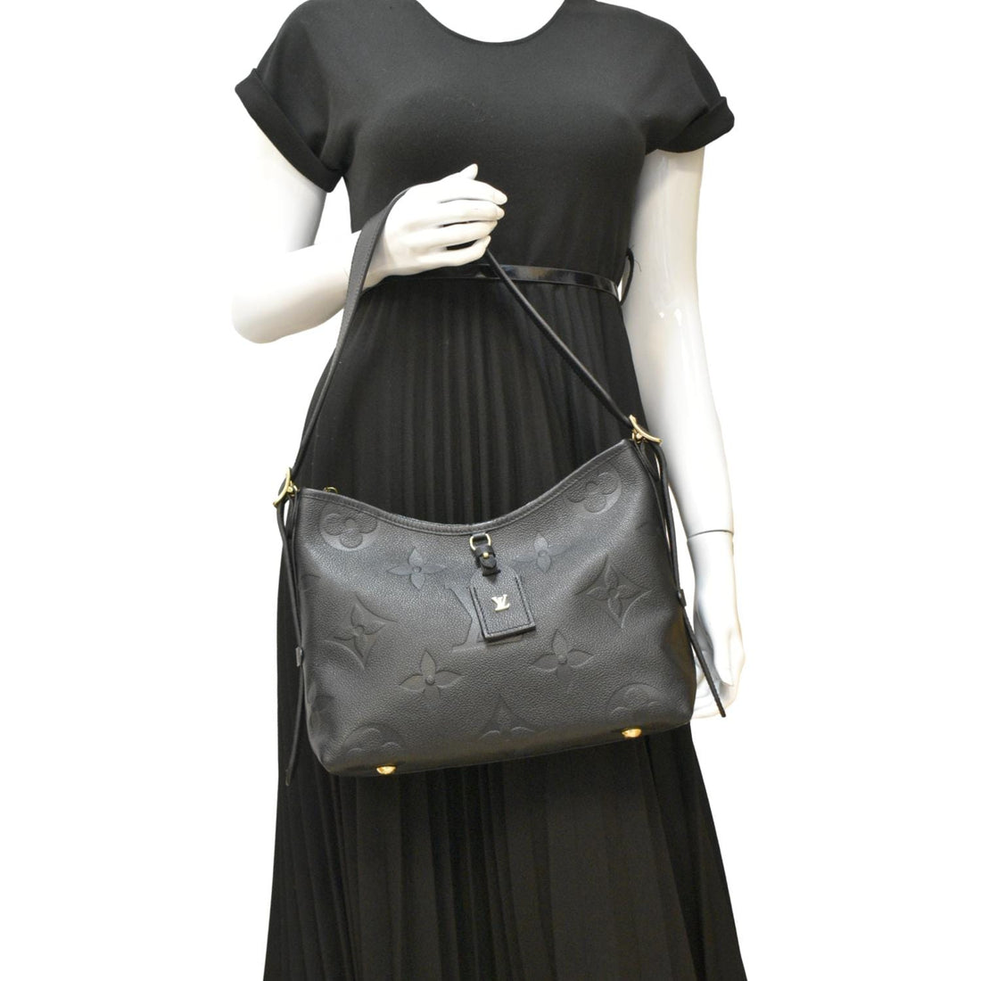LOUIS VUITTON Carryall PM Monogram Empreinte Leather Shoulder Bag Black