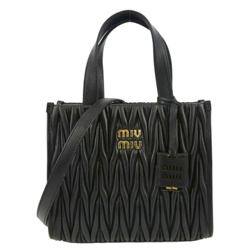 MIU MIU Nappa Matelasse Leather Tote Shoulder Bag Black