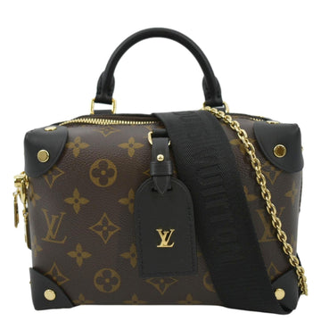 LOUIS VUITTON Petite Malle Souple Monogram Canvas Shoulder Bag Black