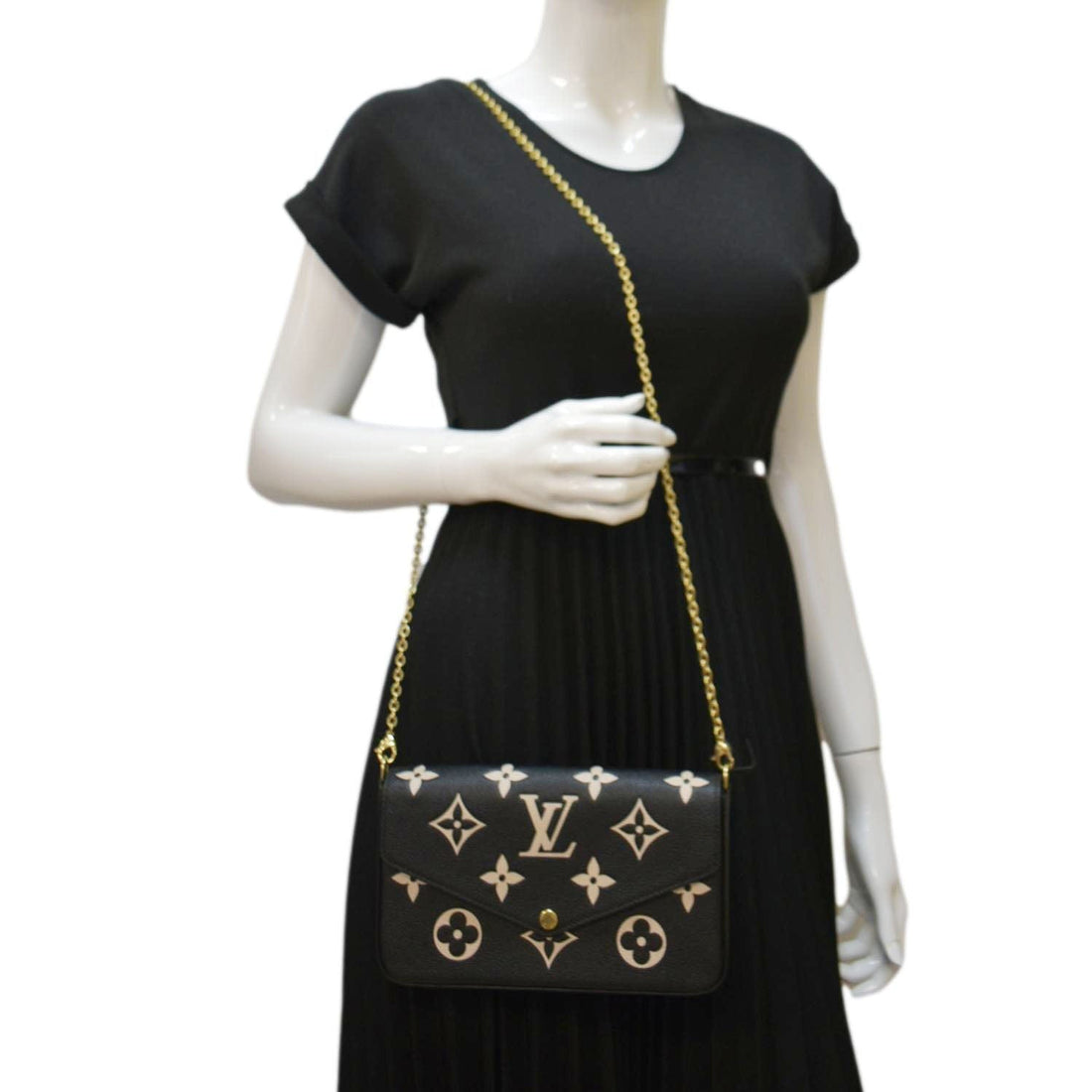 LOUIS VUITTON Felicie Pochette Monogram Empreinte Crossbody Bag Bicolor